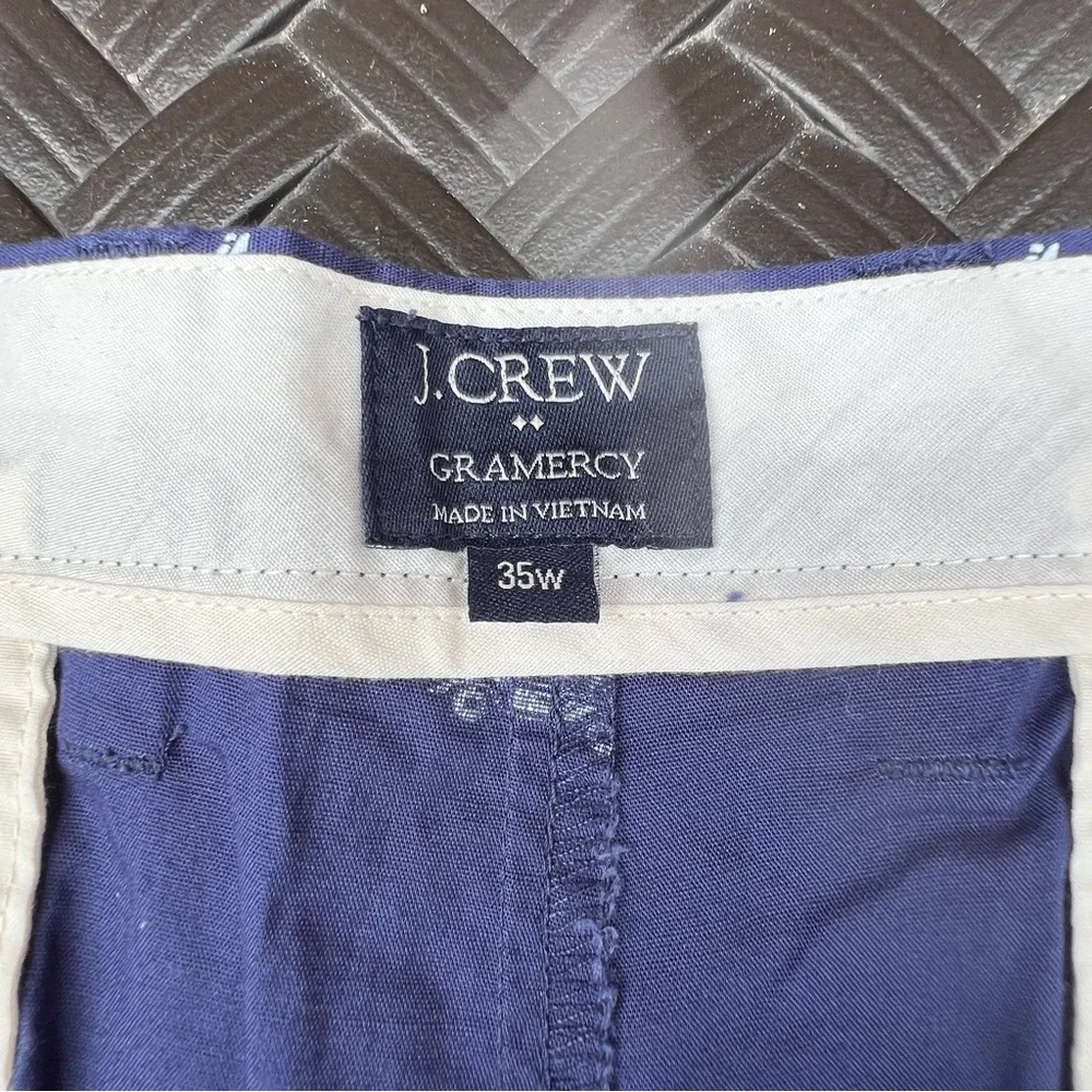 J. Crew Gramercy Men's Navy Surf Car Print Chino Shorts Slit Pockets Size 35